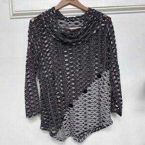 Gray Open-Knit Women's Sweater